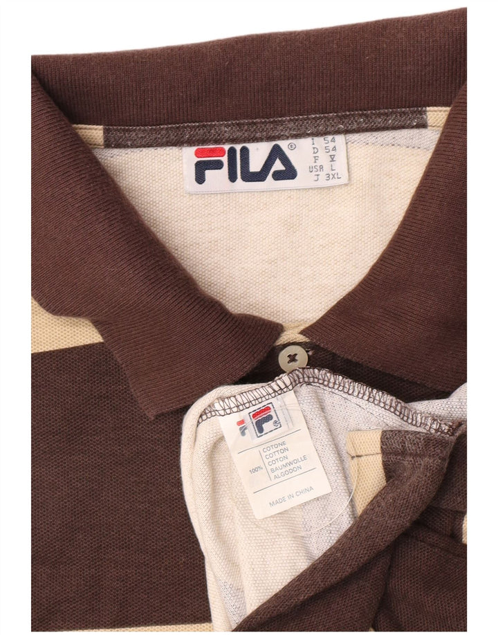 Fila Polo skjorte til mænd IT 54 Stor brun stribet bomuld