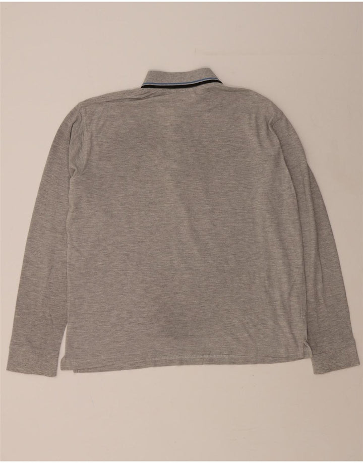 DIADORA Mens Long Sleeve Polo Shirt Large Grey Cotton Vintage Diadora and Second-Hand Diadora from Messina Hembry 