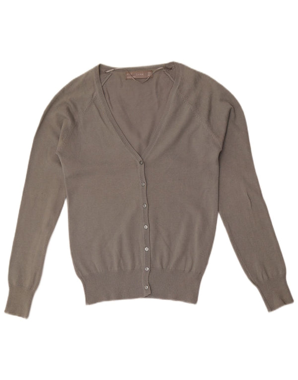 Zara Dame Cardigan Sweater UK 6 XS Grå Bomuld