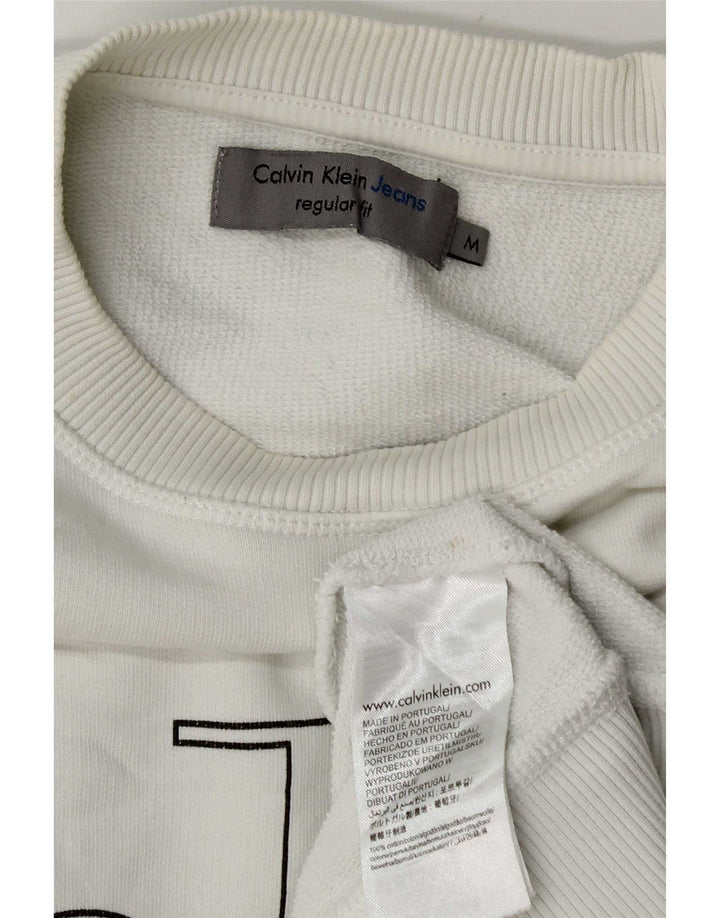 Calvin Klein Jeans Herre grafisk Regular Fit Sweatshirt Jumper Medium White