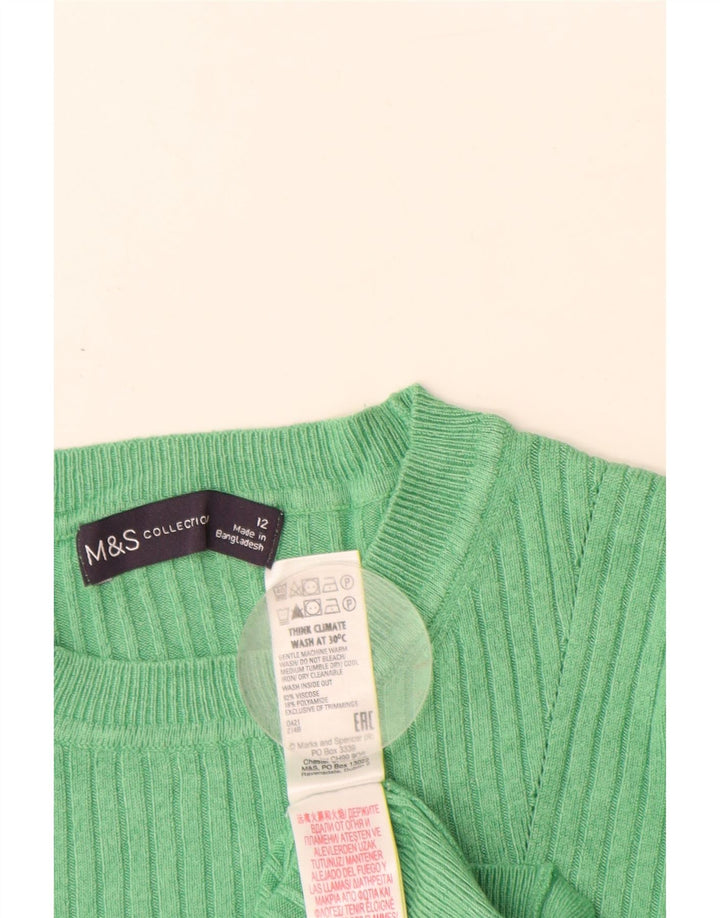 MARKS & SPENCER Dame sweater med rund hals DK 12 Medium Grøn