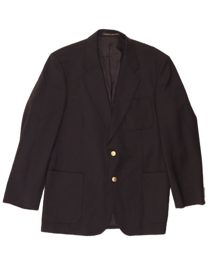 Marks & Spencer Herre 2-knaps blazerjakke UK 42 Stor marineblå polyester