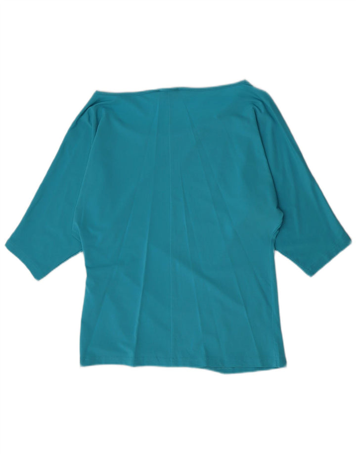 Luisa Spagnoli damebluse med 3/4 ærmer UK 12 Medium Blue Viscose