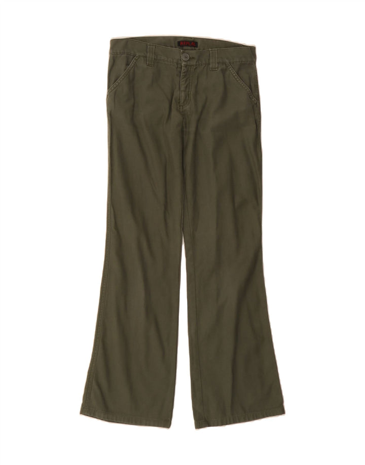 REPLAY Womens Bootcut Chino Trousers W28 L31 Green Cotton Vintage Replay and Second-Hand Replay from Messina Hembry 