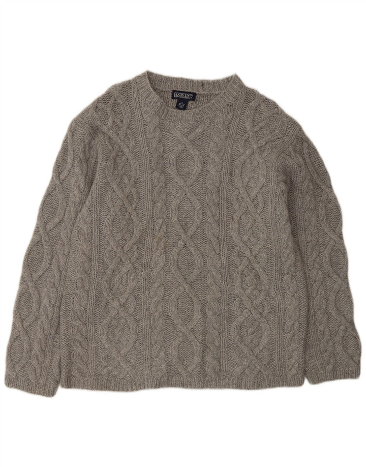 Lands End Herre Boat Neck Jumper Sweater UK 42/44 Large Grey Wool