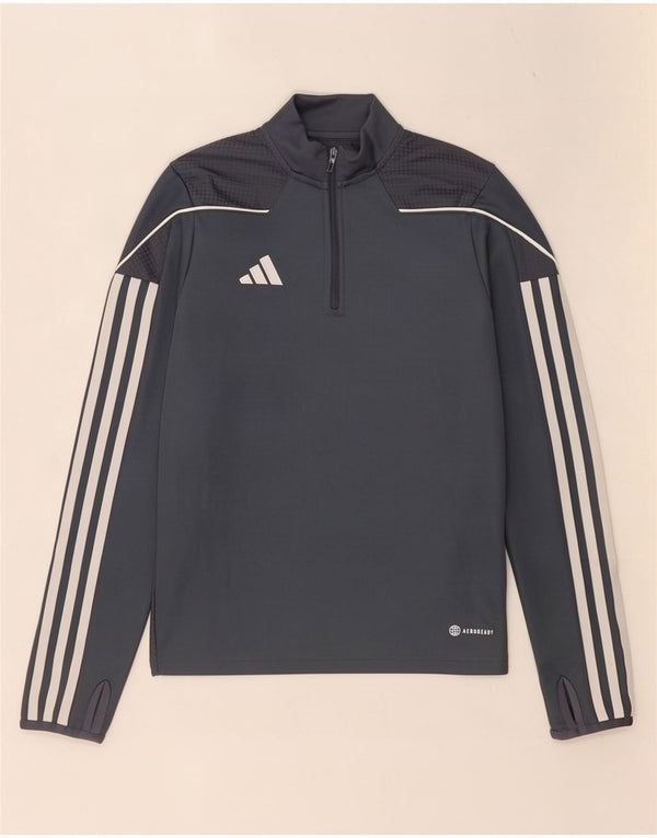 Adidas Boys Aeroready Pullover med lynlås-hals træningsdragt Top 11-12 år Grå