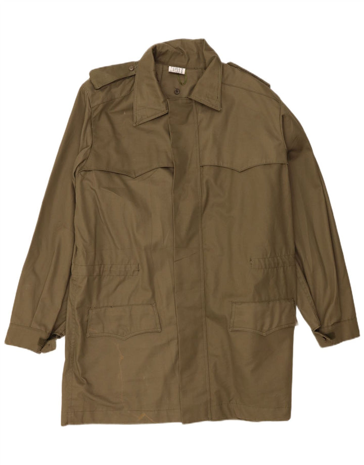 Vintage Herre Militær Overfrakke IT 50 Stor Khaki Bomuld