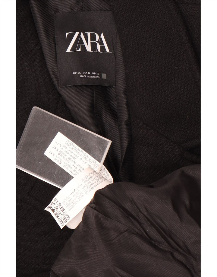Zara Dame Overfrakke UK 18 XL Sort Uld