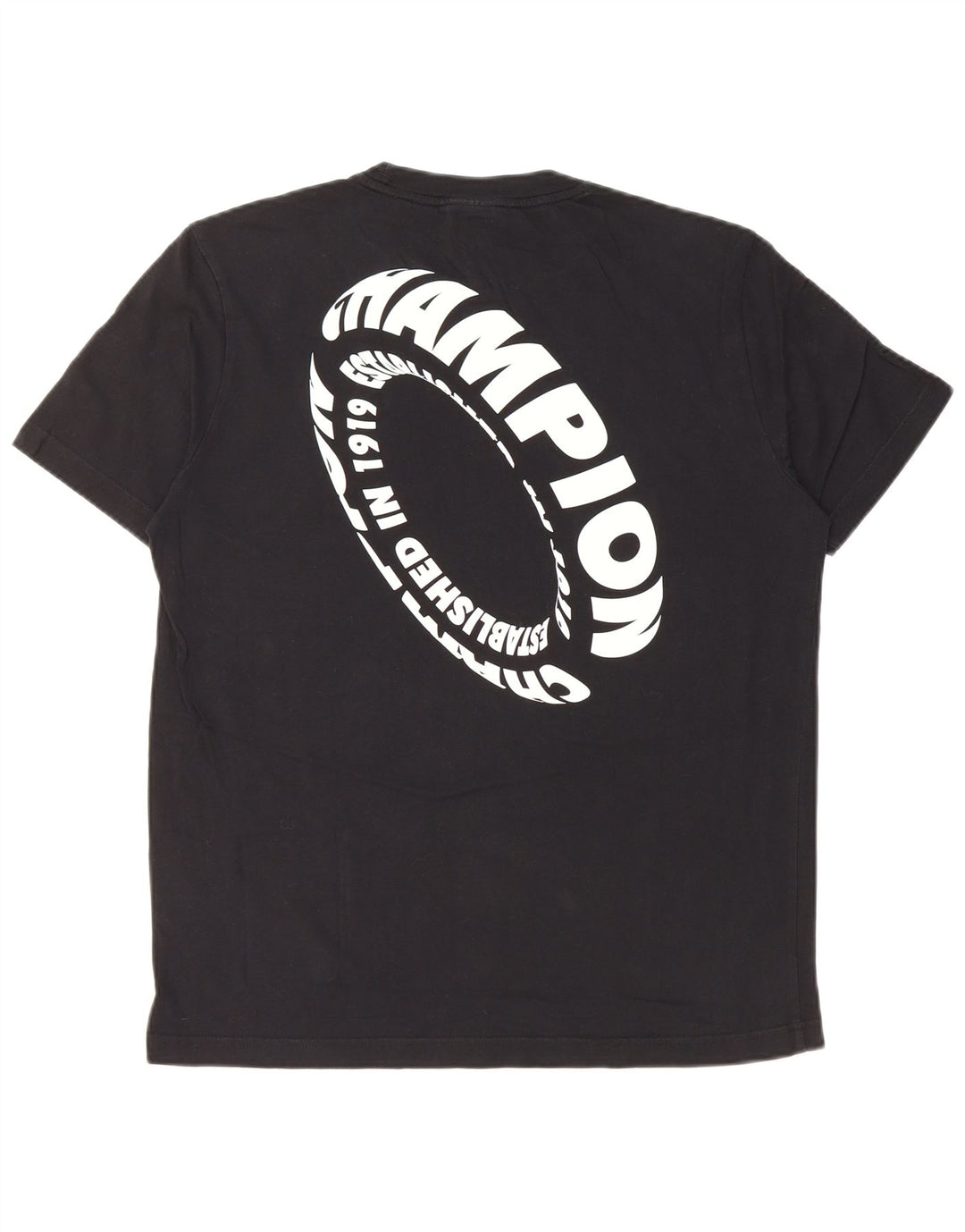 Champion Herre Grafisk T-Shirt Top Medium Sort Bomuld