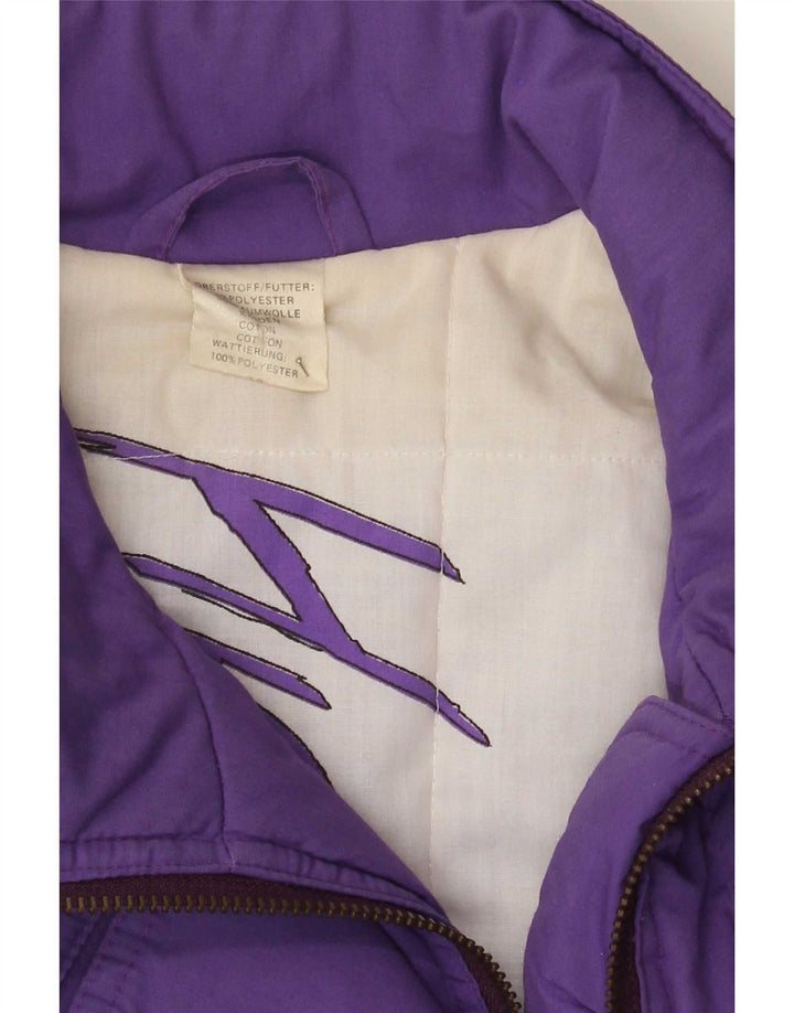 Vintage polstret frakke til kvinder UK 18 XL lilla polyester