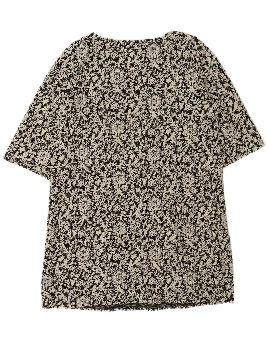 Monsoon Womens Shift Dress UK 16 Large Black Floral Cotton