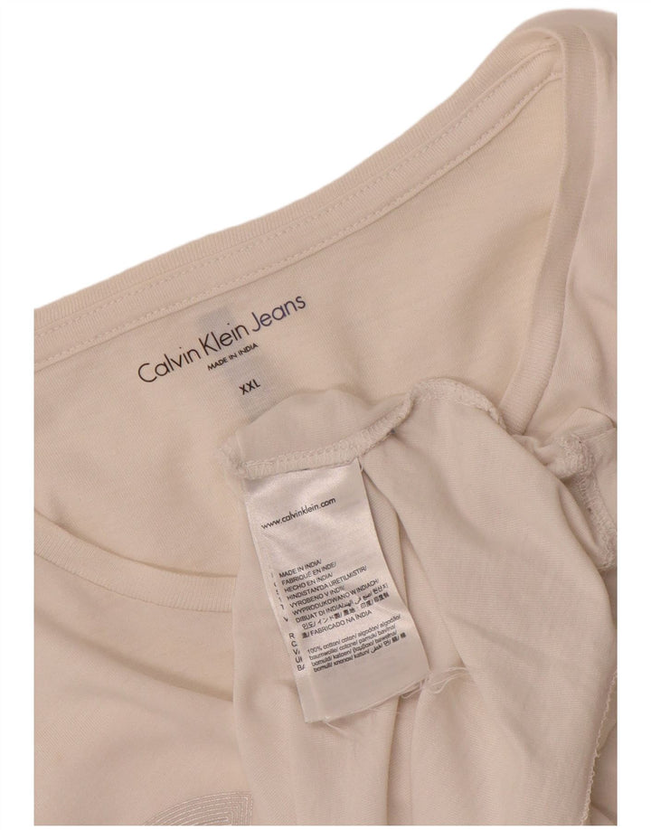 CALVIN KLEIN JEANS Grafisk T-shirt herre top 2XL Hvid bomuld