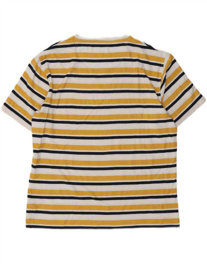 Barbour Herre T-Shirt Top XL Gul Stribet Bomuld