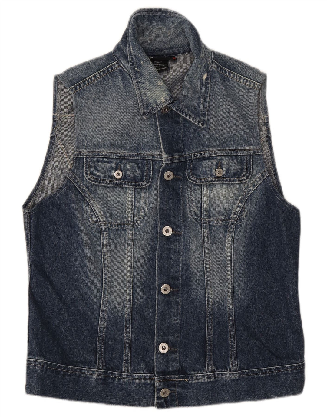 Diesel Herre Denim Gilet UK 40 Large Blue Cotton