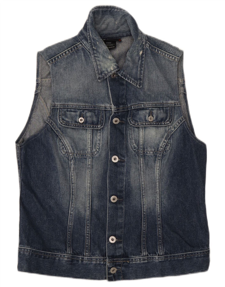 Diesel Herre Denim Gilet UK 40 Large Blue Cotton