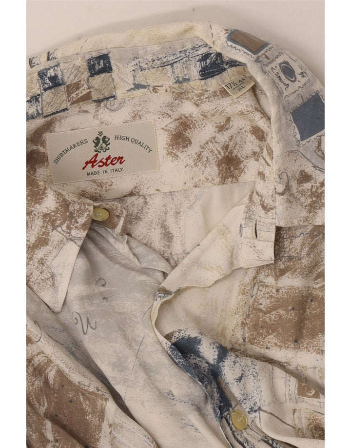 Aster Kortærmet Herreskjorte XL Beige Patchwork