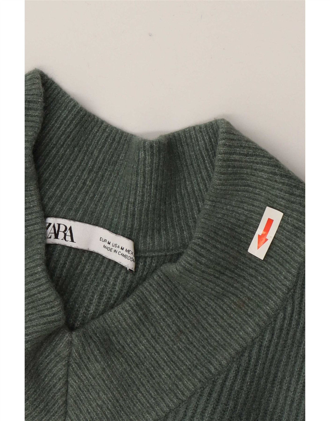 Zara Dame Oversized V-hals sweater UK 14 Medium Grøn Akryl