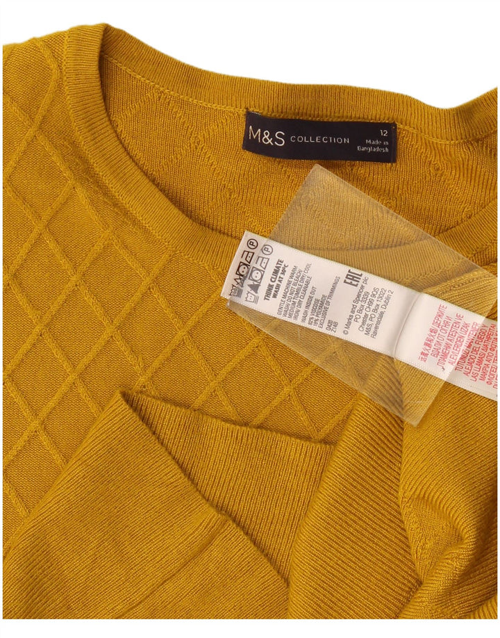 Marks & Spencer Dame Boat Neck Jumper Sweater UK 12 Medium Yellow