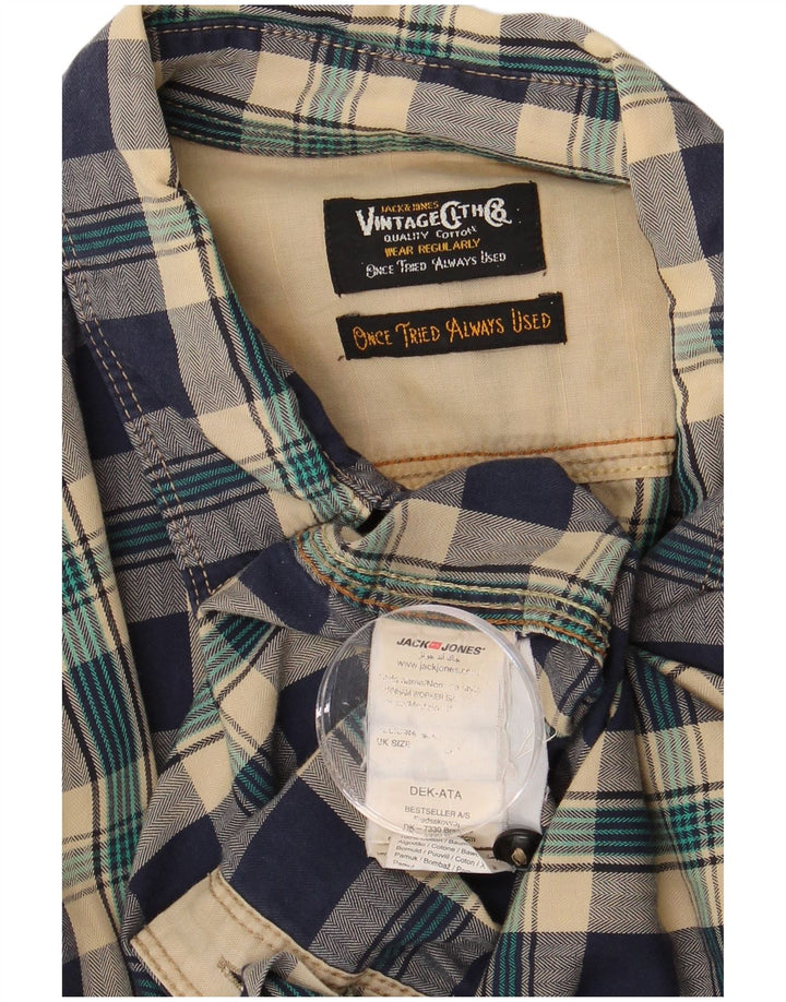 JACK & JONES Flanelskjorte til mænd Medium marineblå ternet bomuld