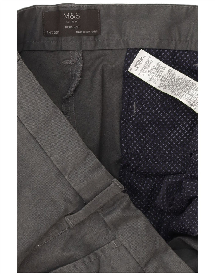 MARKS & SPENCER Herre Regular Fit Chinobukser W44 L33 Grå Bomuld
