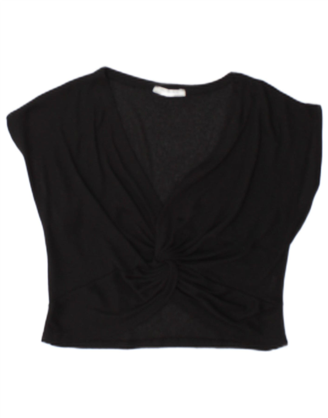 Zara Womens Crop Bluse Top UK 10 Small Black Polyester