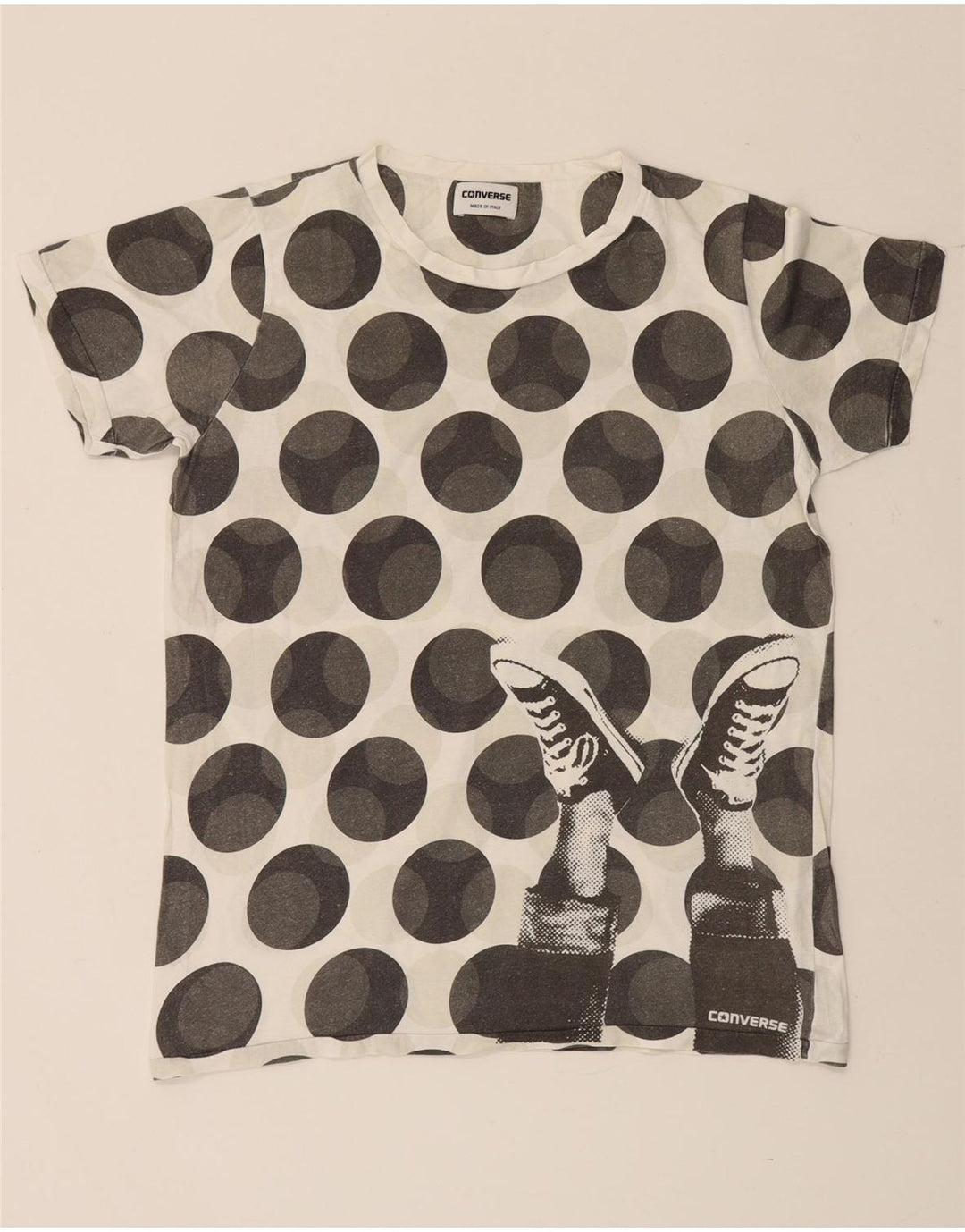 Converse Grafisk T-shirt top til mænd Stor hvid plettet bomuld