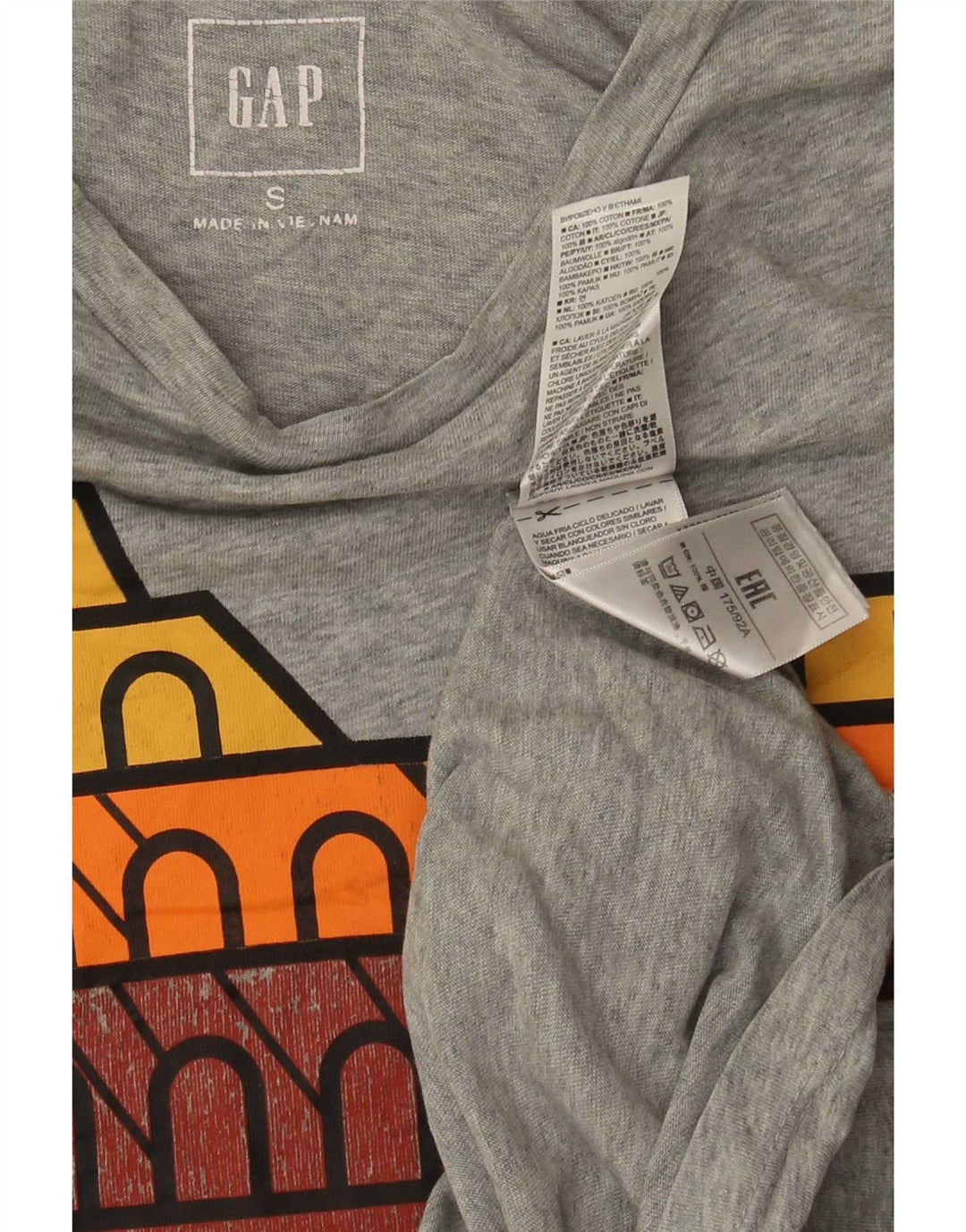 Gap Herre Rom Grafisk T-Shirt Top Lille grå Flecked Bomuld