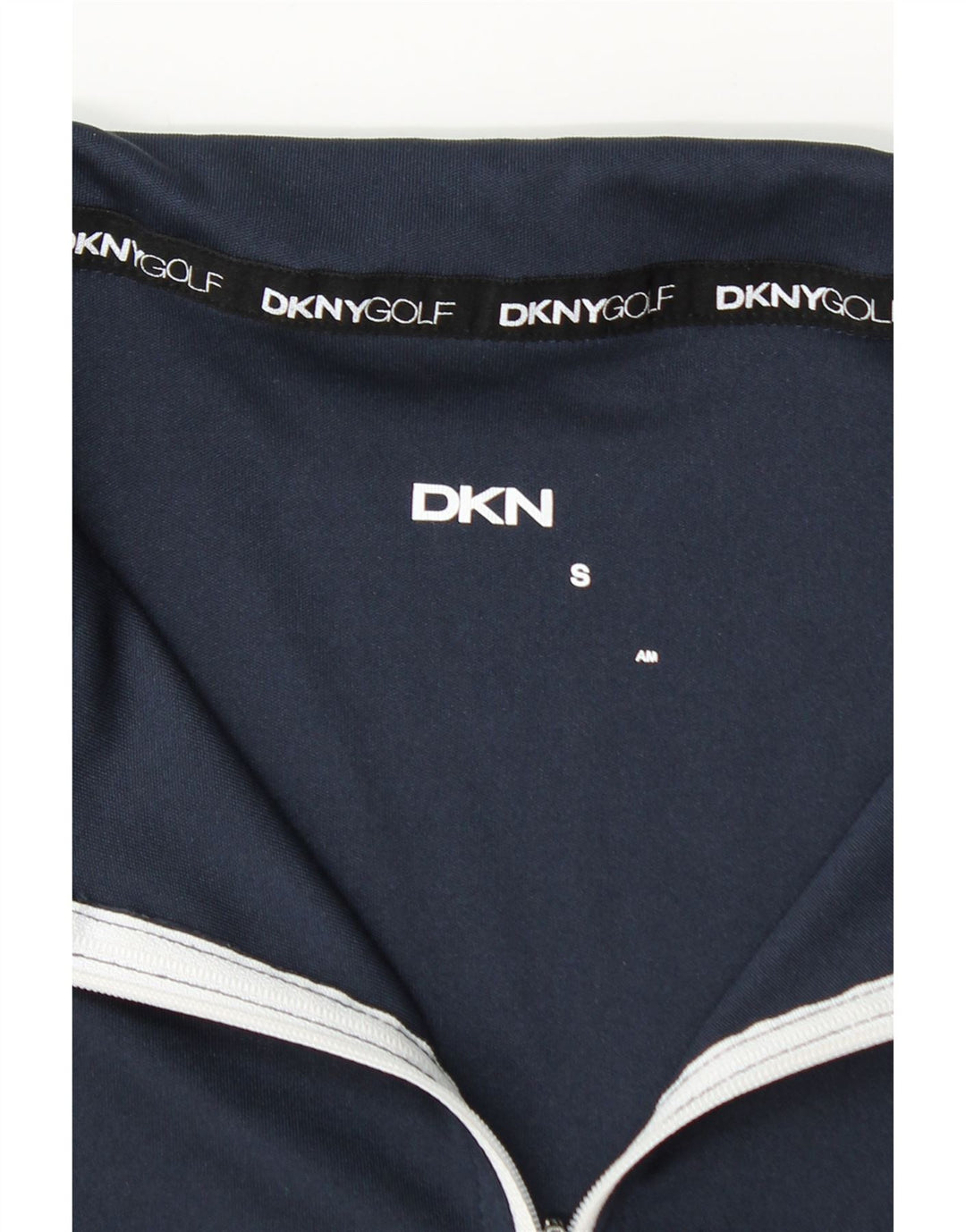 Dkny Herre Zip Neck Pullover Træningsdragt Top Small Navy Blue Colourblock