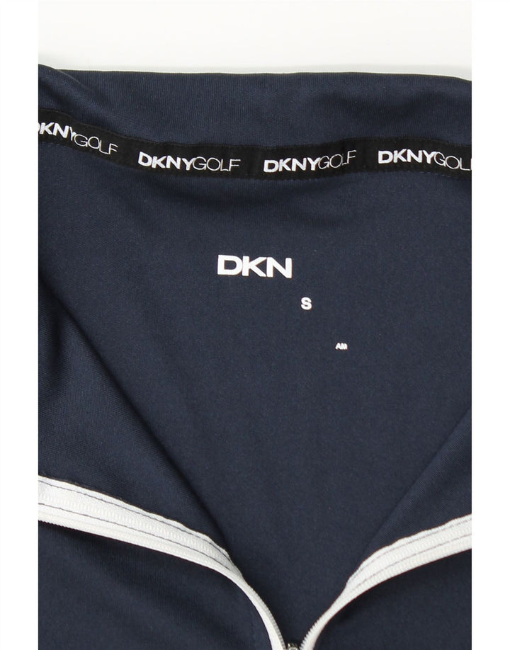 Dkny Herre Zip Neck Pullover Træningsdragt Top Small Navy Blue Colourblock