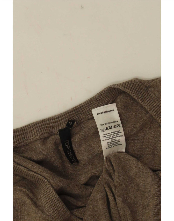 Topshop Dame V-hals sweater UK 12 Medium Grey Bomuld