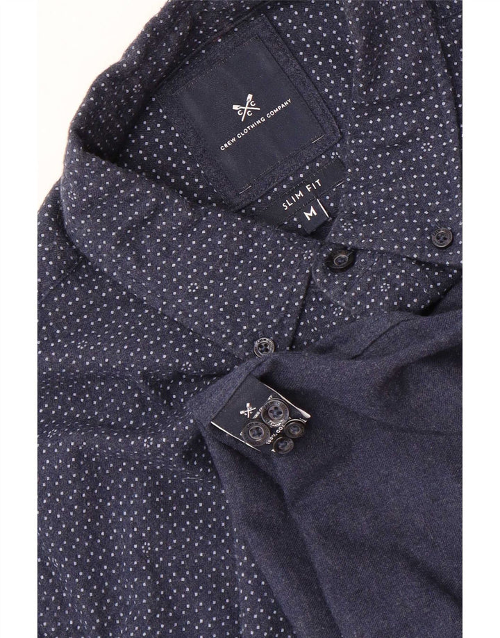 Besætningstøj Herre Slim Fit skjorte Medium marineblå plettet bomuld