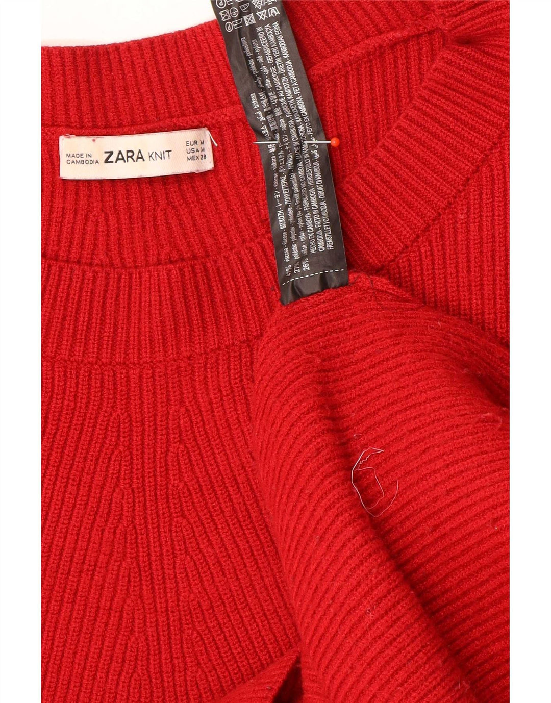 Zara Dame Oversized Boat Neck Jumper Sweater UK 14 Medium Red Viscose