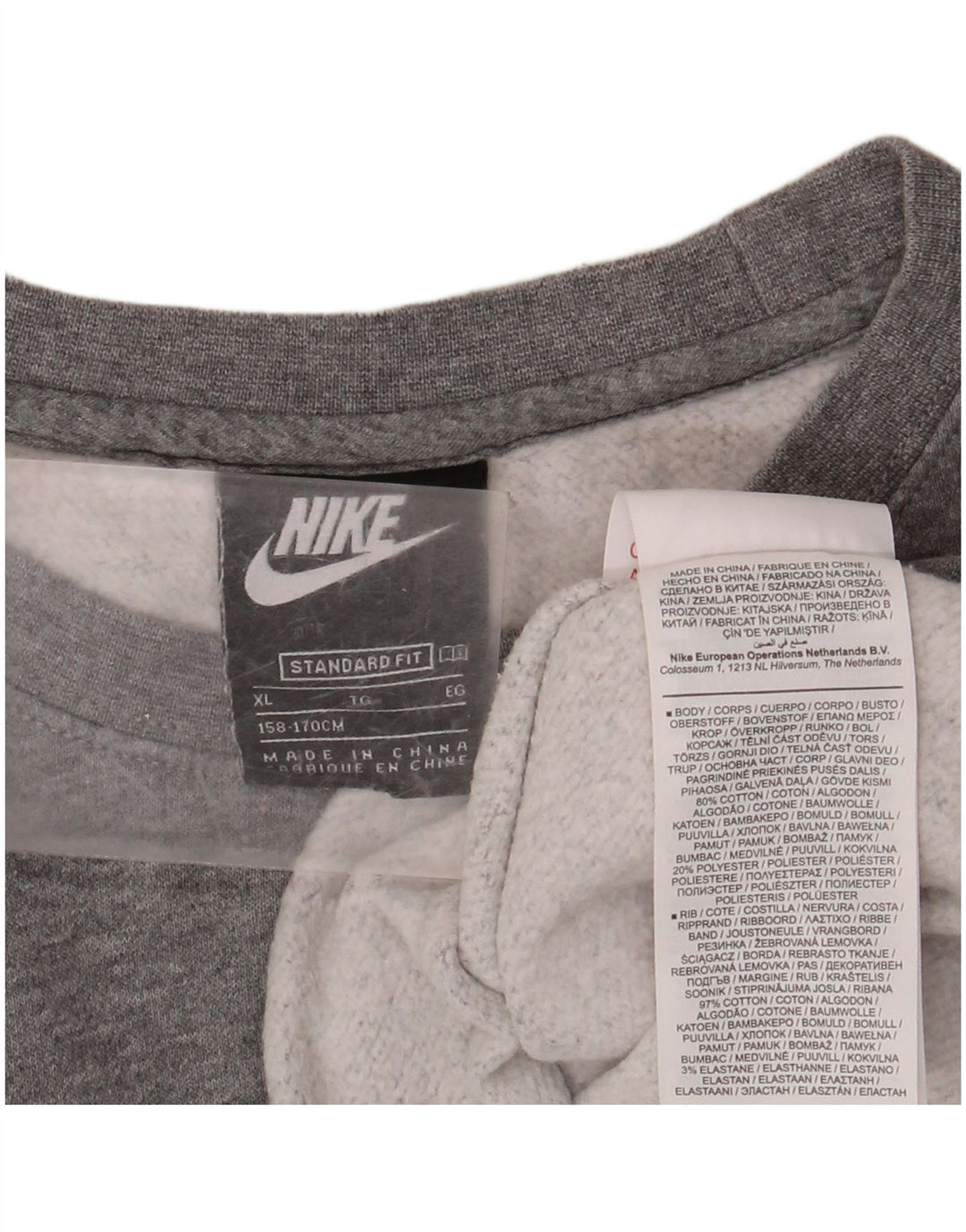 NIKE Grafisk Sweatshirt-trøje til drenge 13-14 år XL Grå Flecked