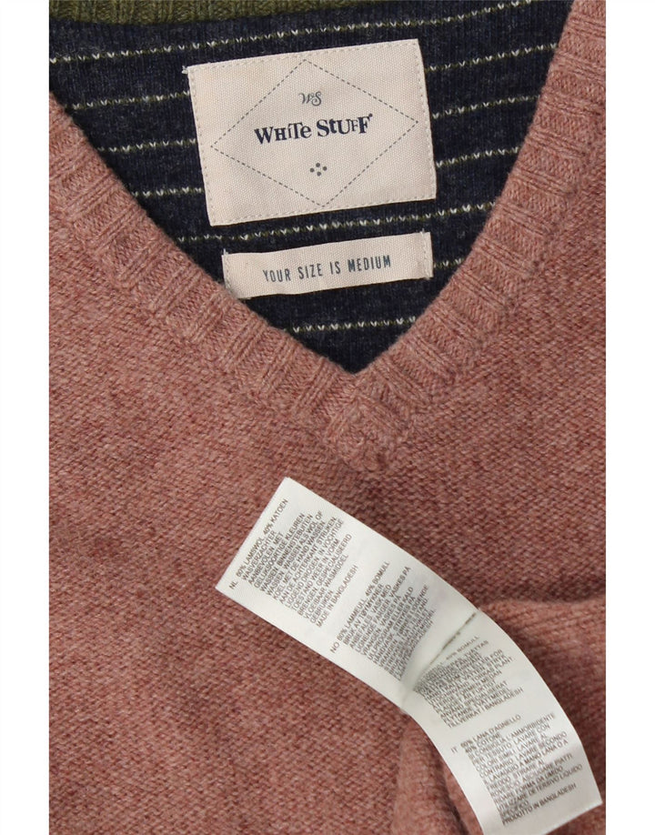 White Stuff Herre V-hals sweater Medium Pink Lammeuld