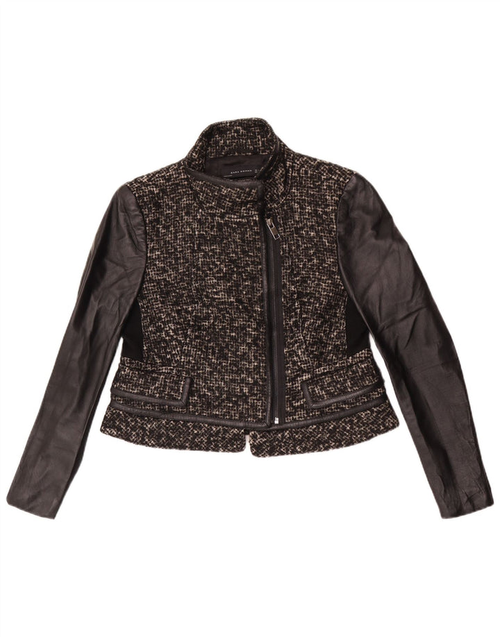 Zara Dame Blazer Jakke UK 14 Stor Sort Uld