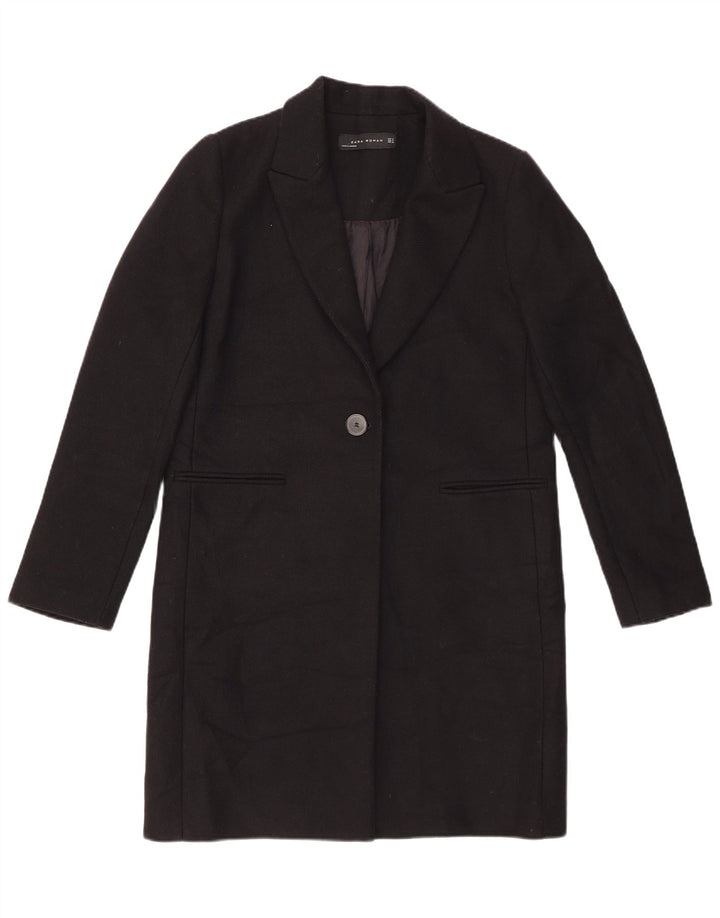 ZARA Dame Overfrakke UK 14 Medium Sort