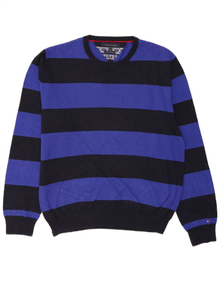 TOMMY HILFIGER Herre sweater med rund hals 2XL sort stribet bomuld