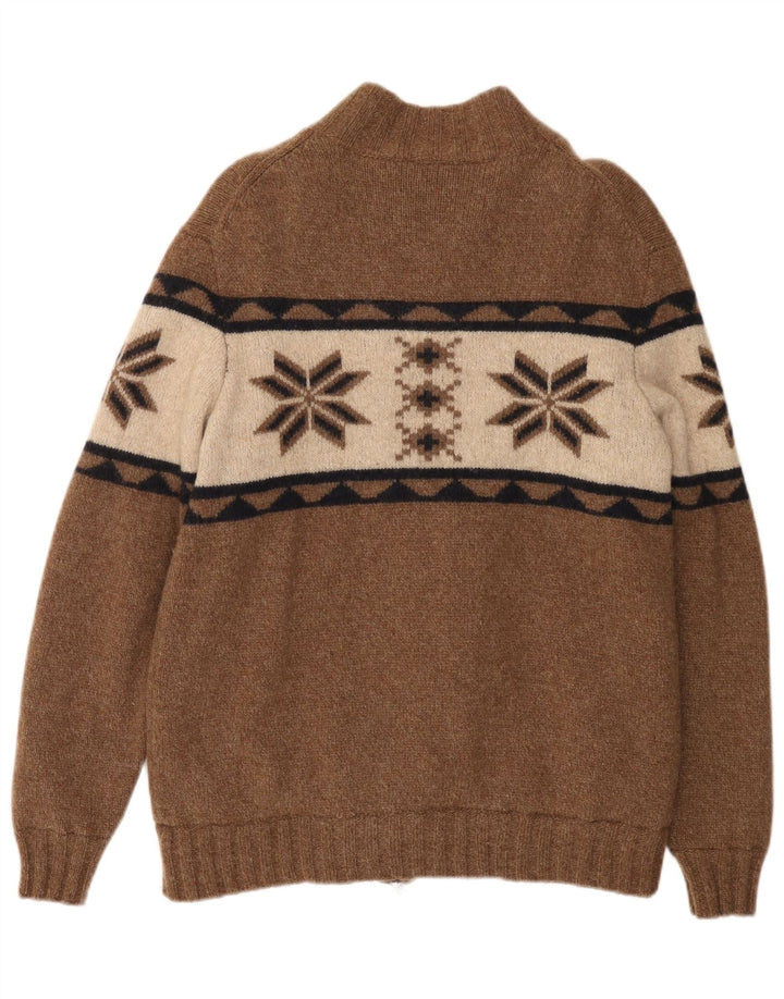 Tom Rusborg Herre Sherpa Cardigan Sweater Stor Brun Colourblock Uld
