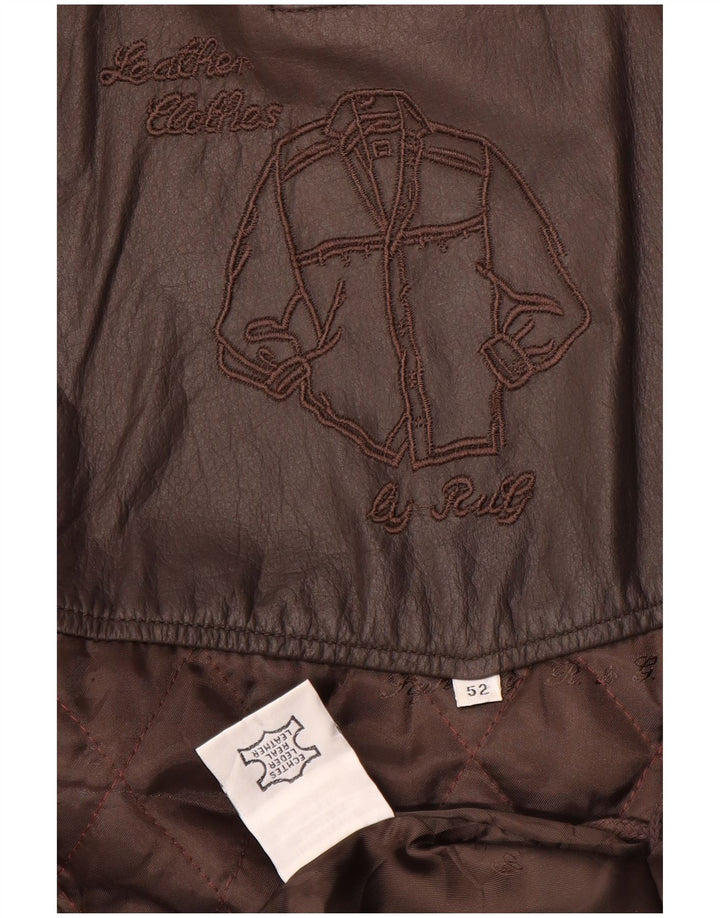 Vintage herre læderjakke IT 52 XL brunt læder