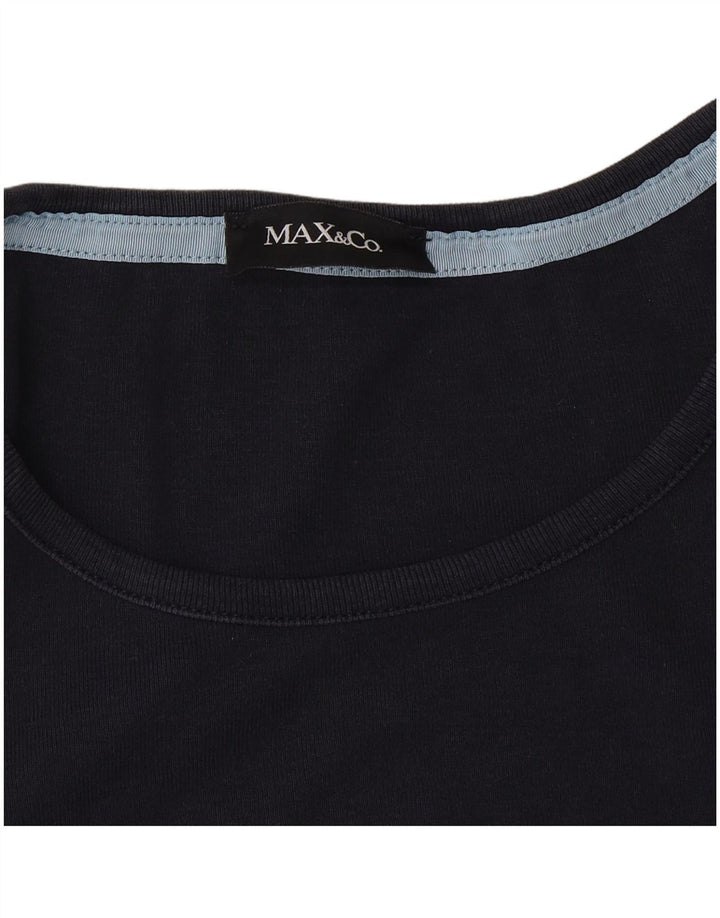 Max & Co. Grafisk T-shirt top til kvinder UK 10 Small Navy Blue