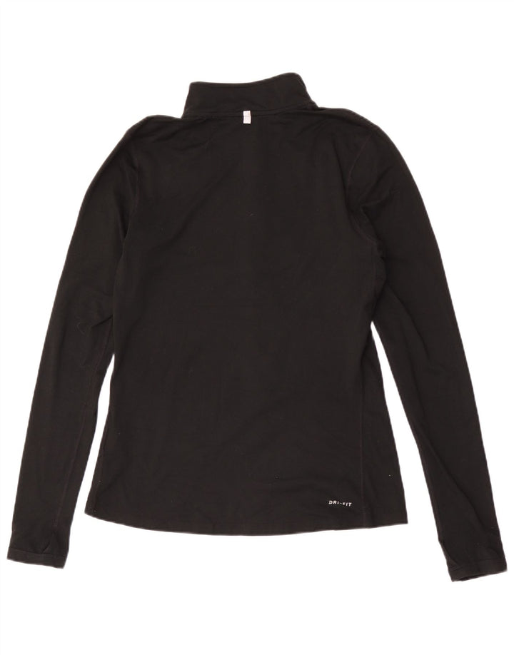 Nike Dame Dri Fit Pullover med lynlås-hals Træningsdragt Top UK 10 Lille Sort