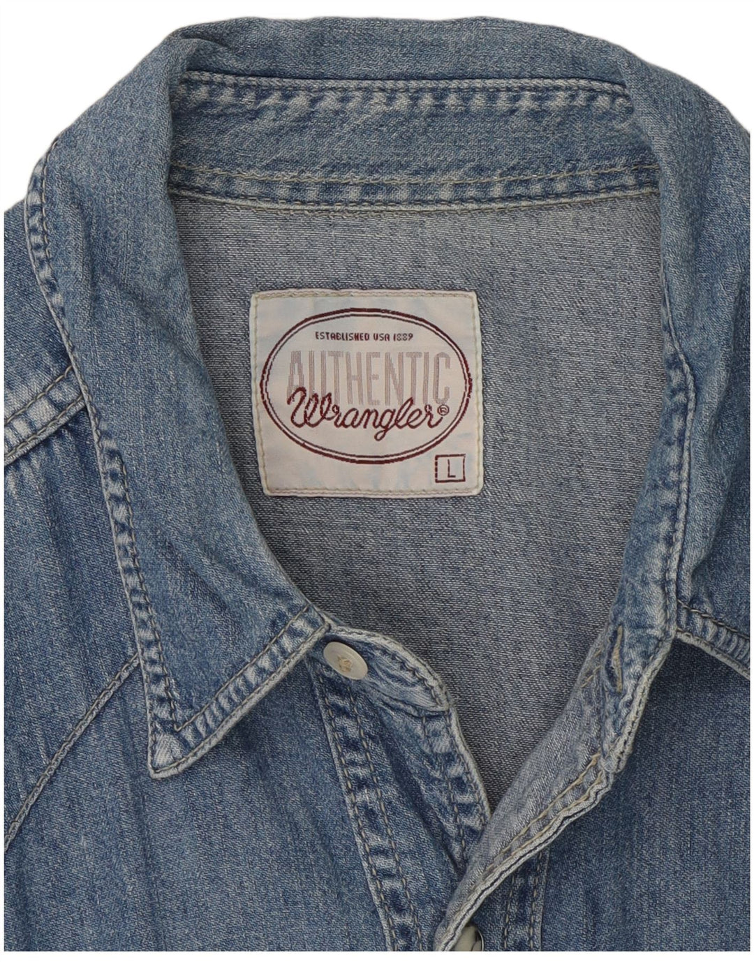 Wrangler vestlig denimskjorte til mænd, stor blå