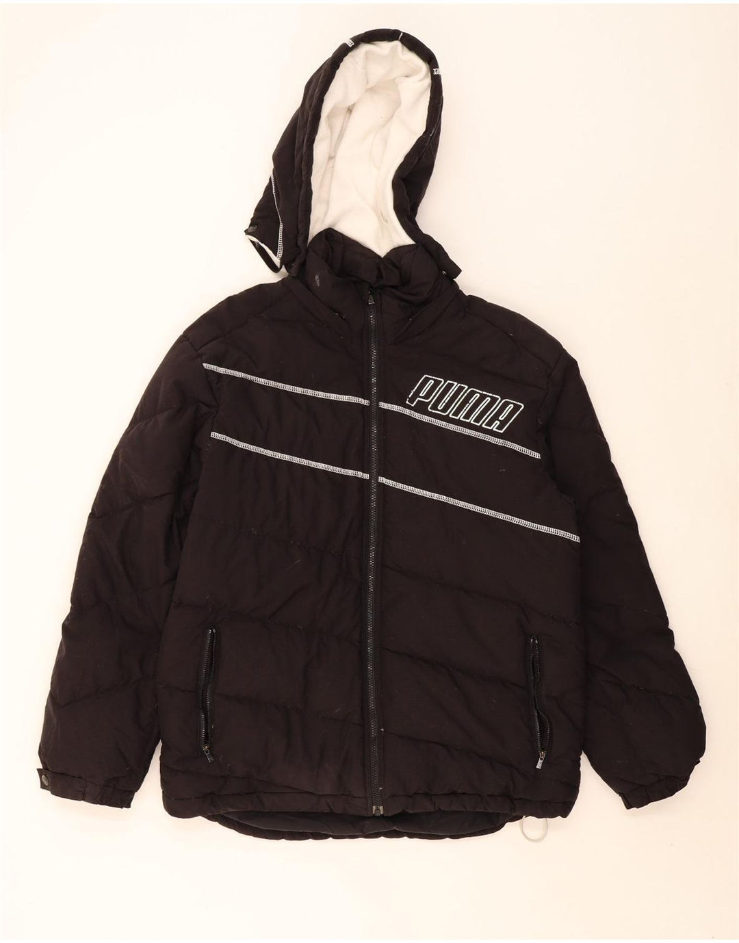 PUMA Mens Graphic Hooded Padded Jacket UK 38 Medium Black