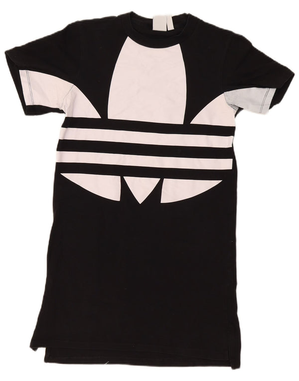 Adidas Kvinders Grafisk Oversized T-Shirt Kjole UK 2 2XS Sort Colourblock