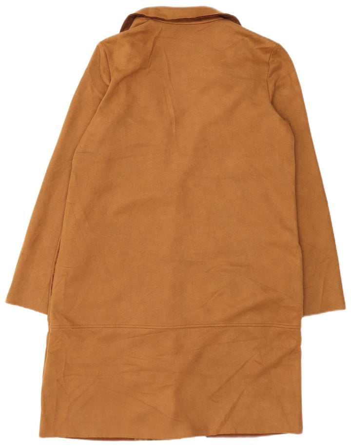 VINTAGE Womens Open Overcoat UK 14 Medium Brown Polyester