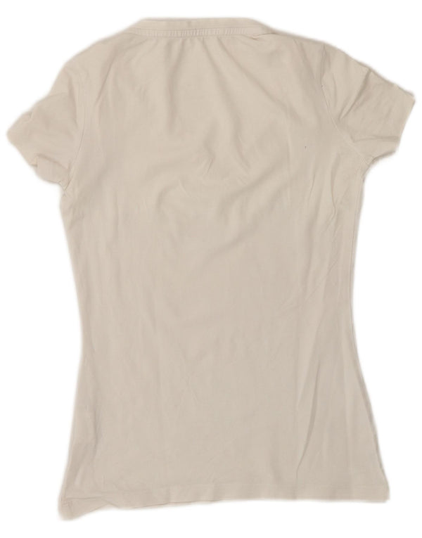 Calvin Klein Jeans Dame Grafisk T-Shirt Top UK 6 XS Hvid Bomuld