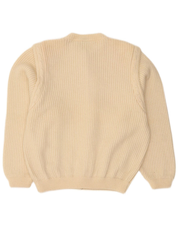 Donatella Dame Cardigan Sweater UK 16 Stor Beige Virgin Wool