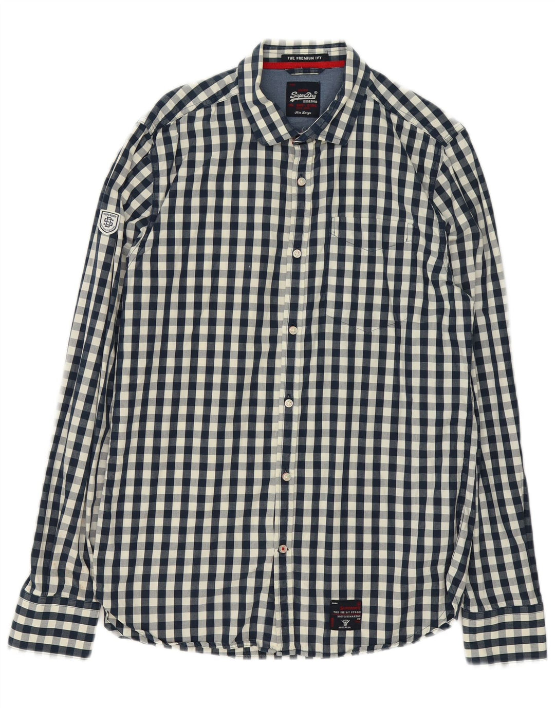 Superdry herreskjorte stor marineblå Gingham bomuld