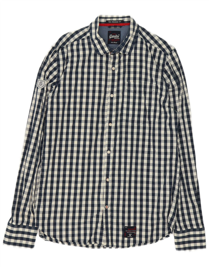 Superdry herreskjorte stor marineblå Gingham bomuld