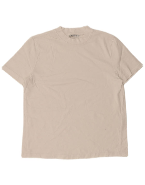 Zara Herre T-Shirt Top Small Off White Bomuld